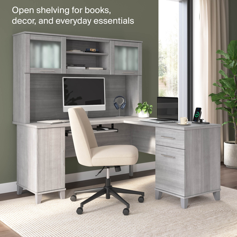 Shop Bush Home Somerset 60W Desk Hutch, Image 03, WC81231, #color_platinum gray