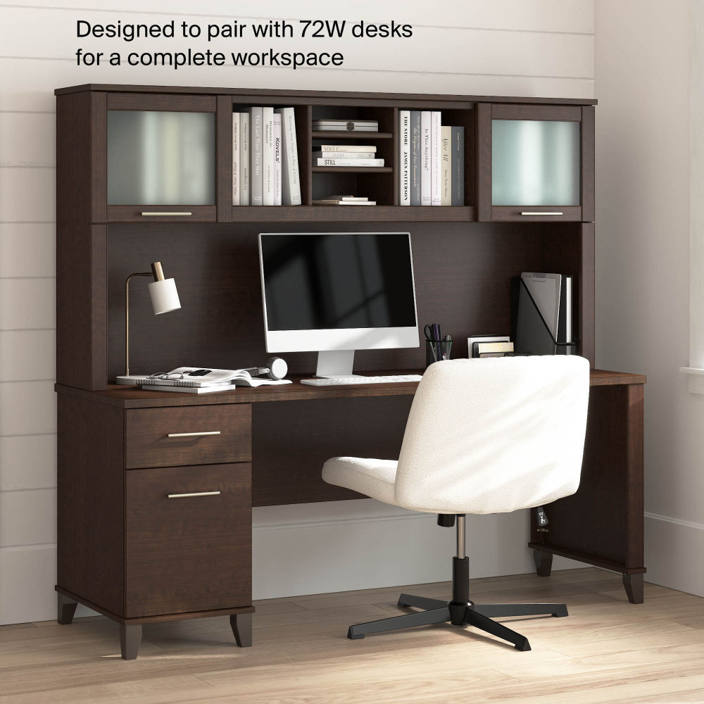 Shop Bush Home Somerset 72W Desk Hutch, Image 05, WC81811, #color_mocha cherry