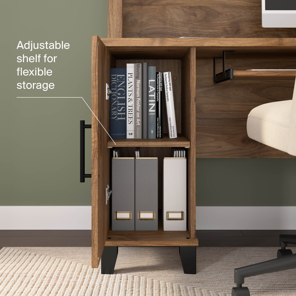 Shop Bush Home Somerset 60W L Shaped Desk with Hutch, Image 06, SET002FW, #color_fresh walnut