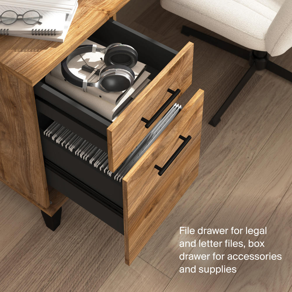 Shop Bush Home Somerset 60W L Shaped Desk with Hutch, Image 05, SET002FW, #color_fresh walnut