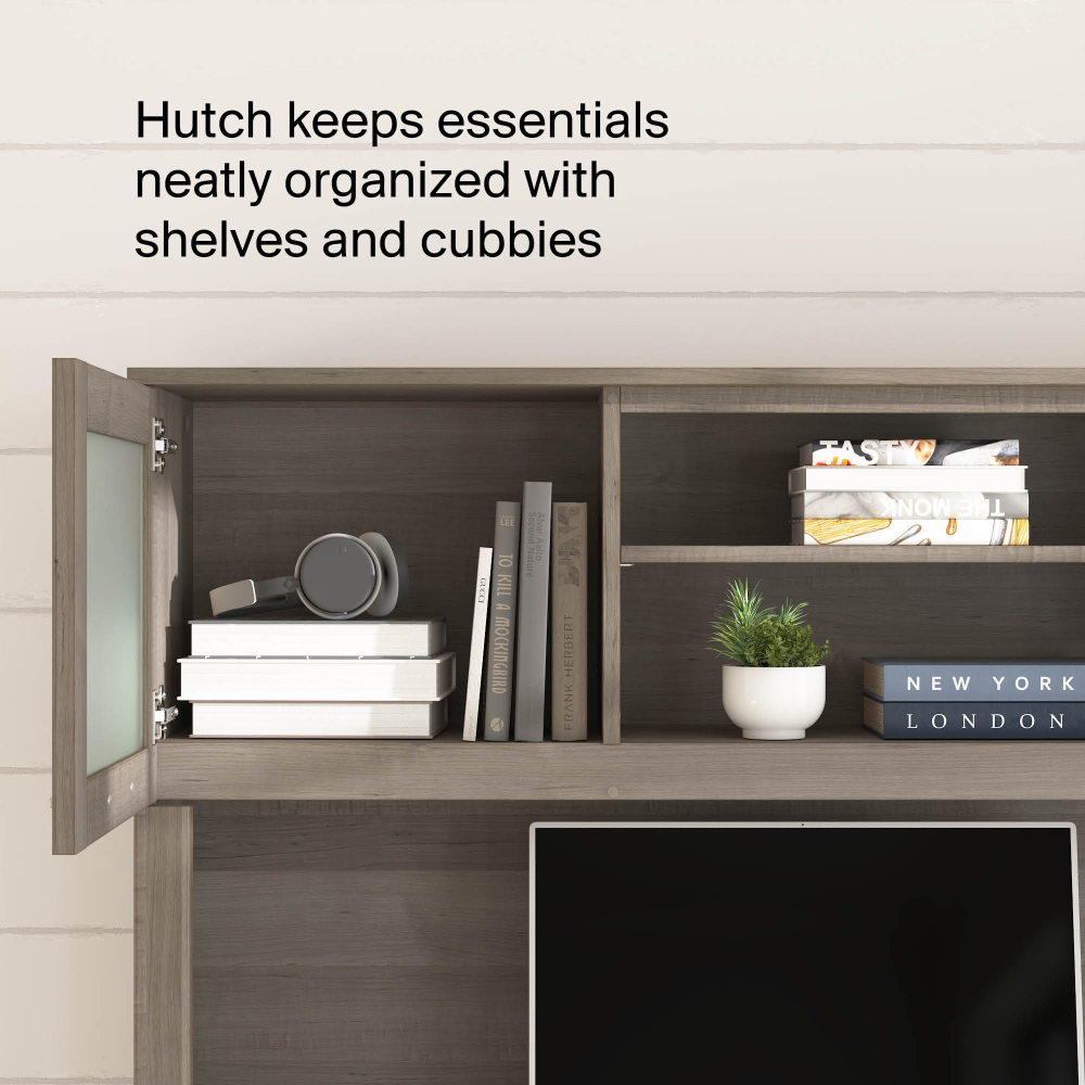 Shop Bush Home Somerset 60W L Shaped Desk with Hutch, Image 04, SET002AG, #color_ash gray