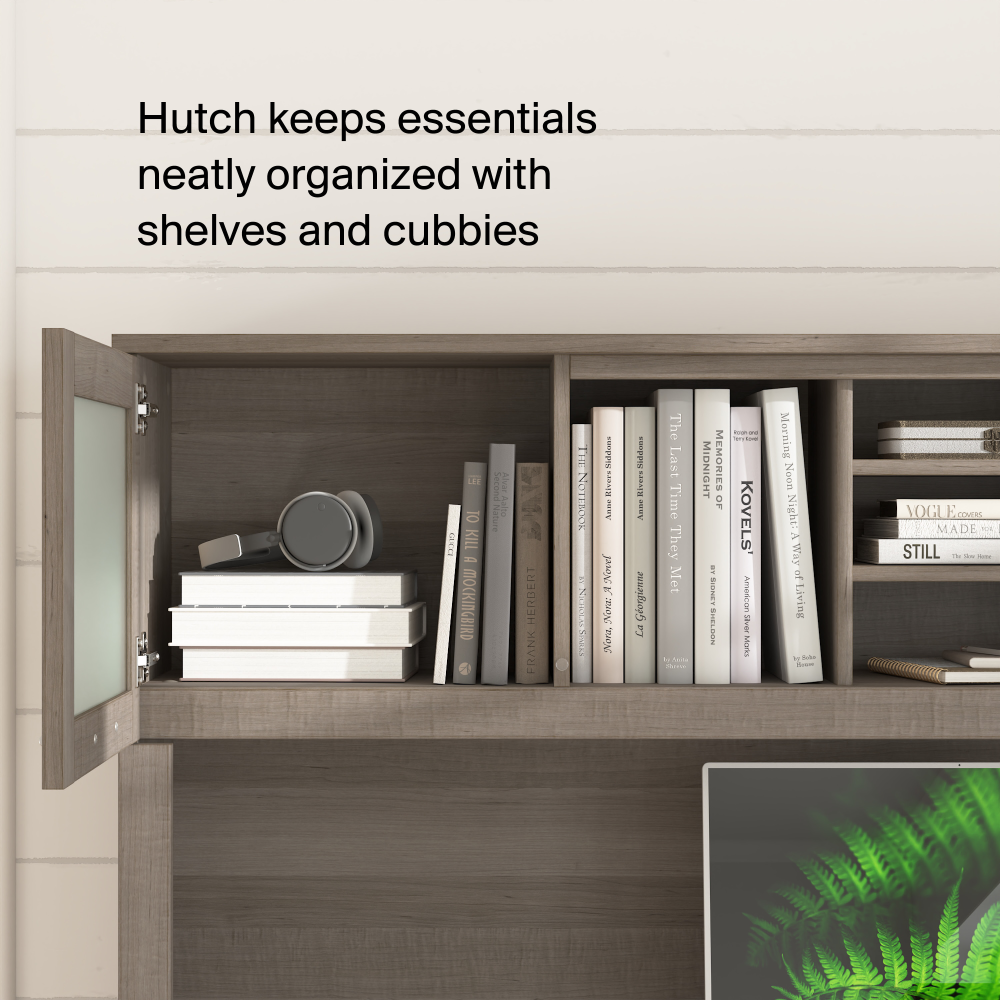 Shop Bush Home Somerset 72W Office Desk with Drawers and Hutch, Image 04, SET018AG, #color_ash gray