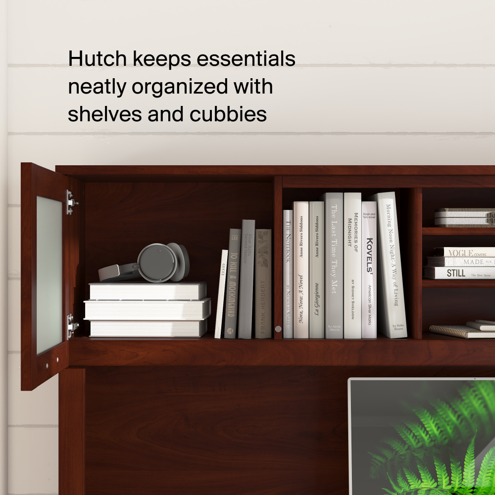 Shop Bush Home Somerset 72W L-Shaped Sit to Stand Desk with Hutch, Image 04, SET015HC, #color_hansen cherry