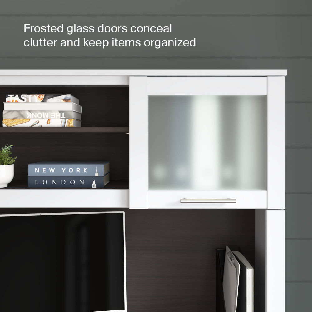 Shop Bush Home Somerset 60W Desk Hutch, Image 06, WC81031, #color_storm gray/white