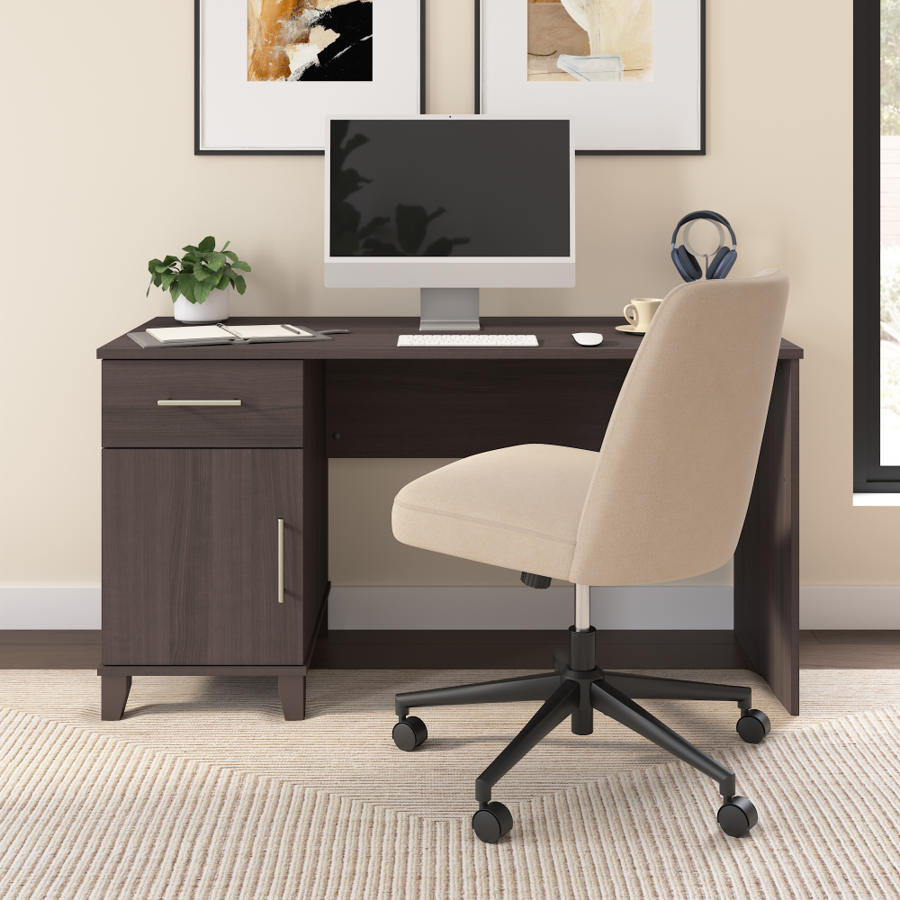 Shop Bush Home Somerset 54W Office Desk with Drawer and Storage Cabinet, Image 01, WC81554, #color_storm gray