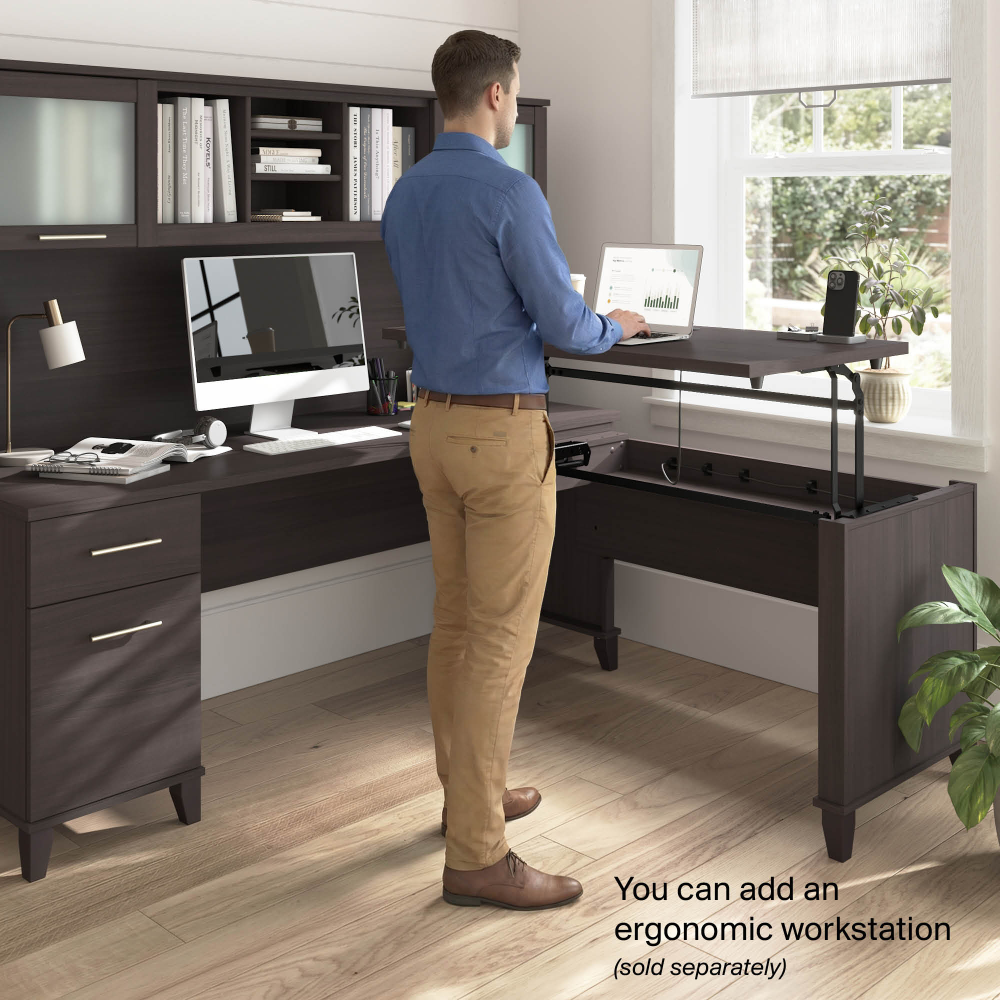 Shop Bush Home Somerset 72W Office Desk with Drawers and Hutch, Image 03, SET018SG, #color_storm gray