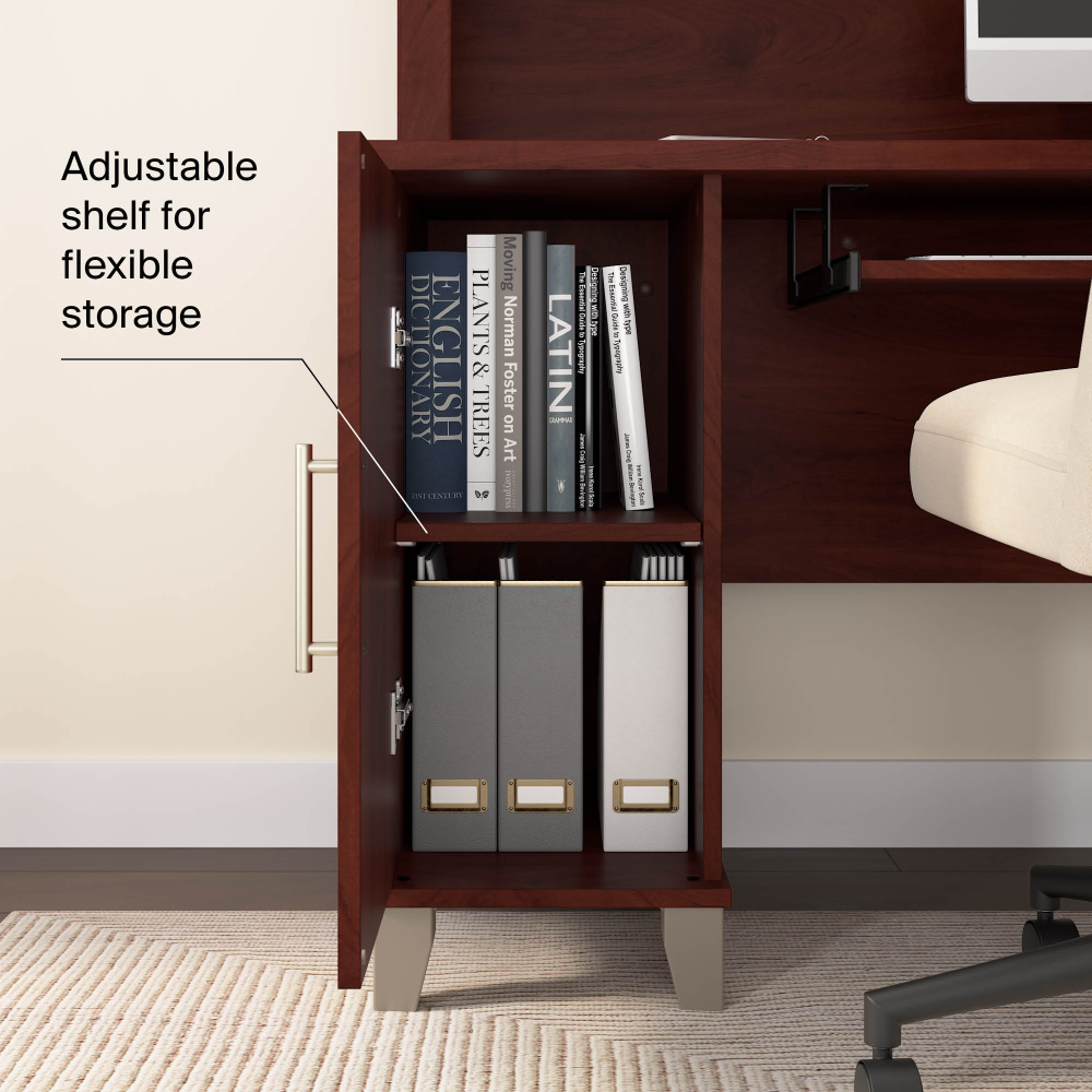 Shop Bush Home Somerset 60W L Shaped Desk with Hutch, Image 06, SET002HC, #color_hansen cherry