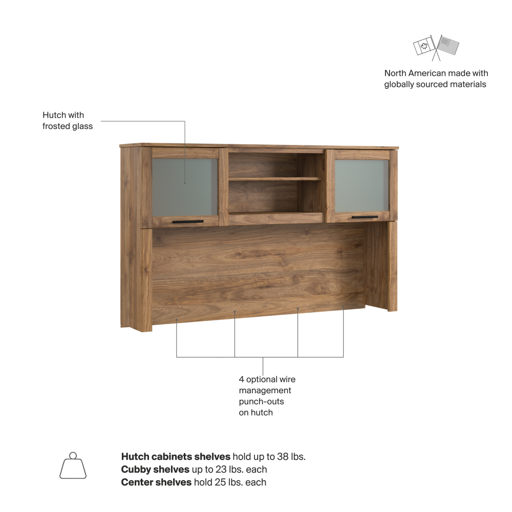 Shop Bush Home Somerset 60W Desk Hutch, Image 07, WC81331, #color_fresh walnut