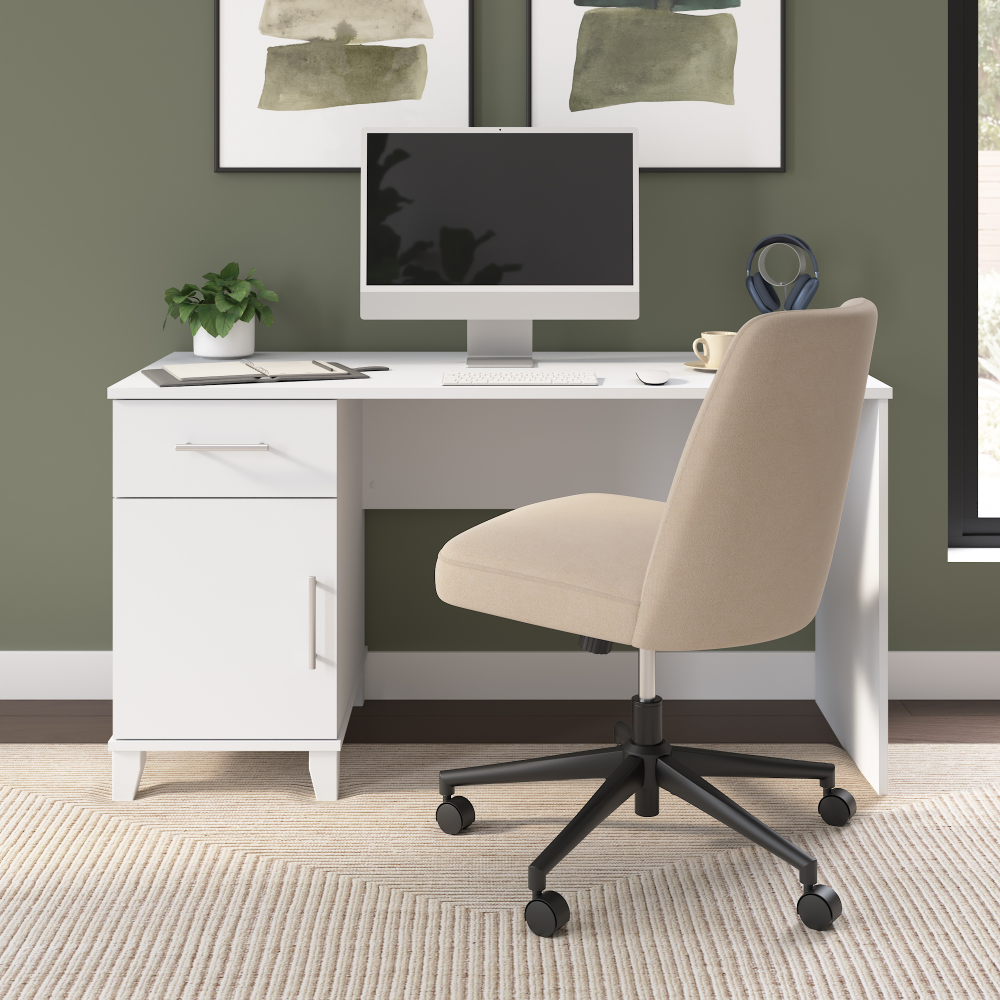 Bush Home Somerset 54W Office Desk with Drawer and Storage Cabinet