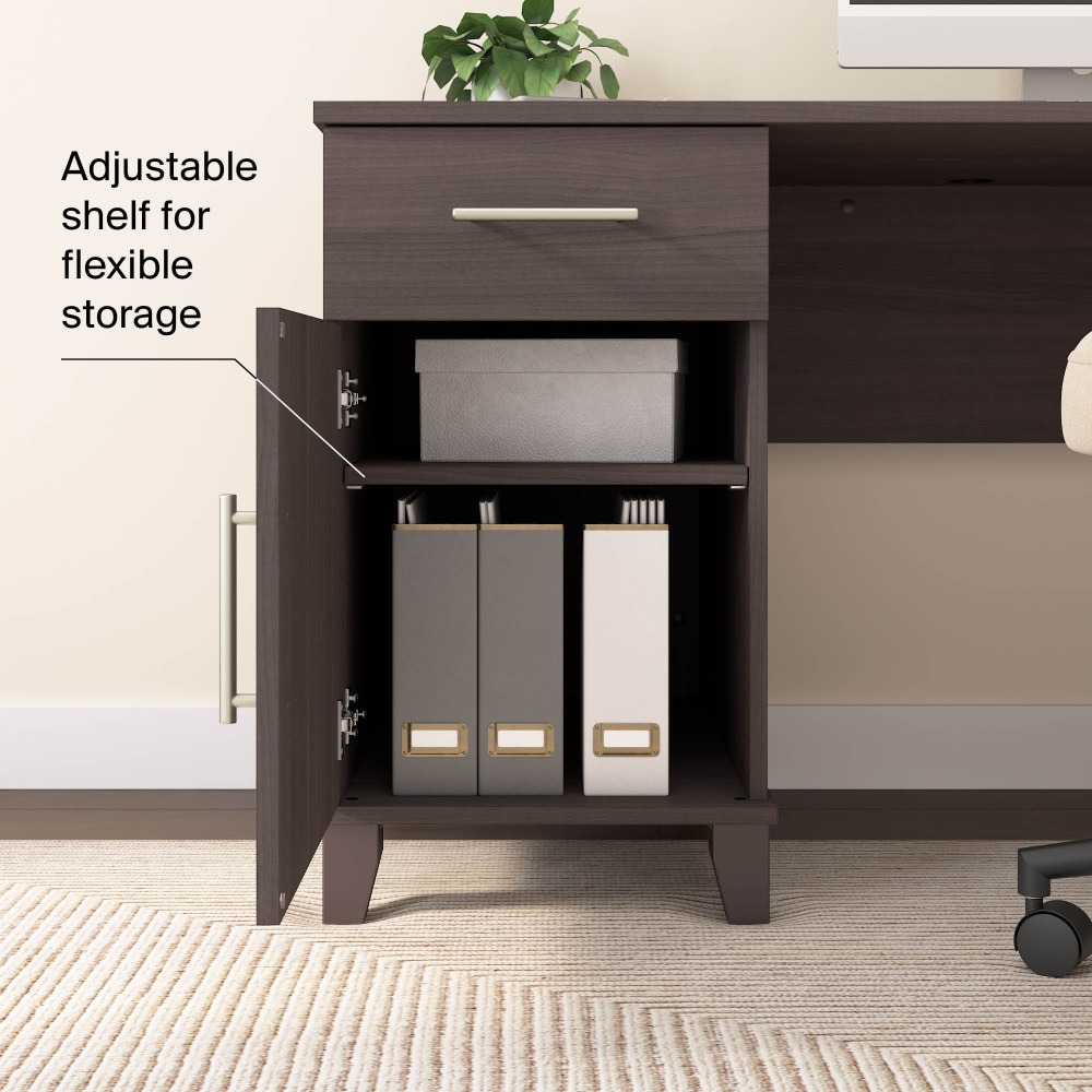 Shop Bush Home Somerset 54W Office Desk with Drawer and Storage Cabinet, Image 04, WC81554, #color_storm gray