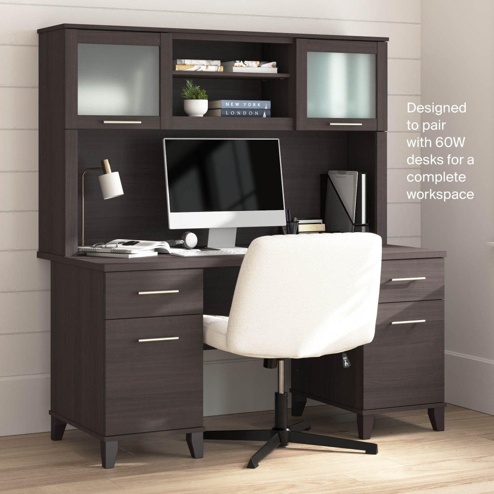 Shop Bush Home Somerset 60W Desk Hutch, Image 05, WC81531, #color_storm gray