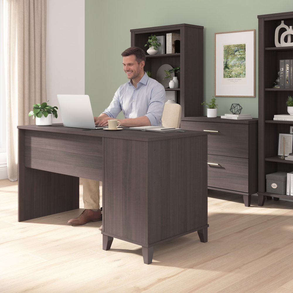 Shop Bush Home Somerset 54W Office Desk with Drawer and Storage Cabinet, Image 03, WC81554, #color_storm gray