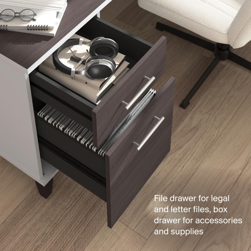 Shop Bush Home Somerset 72W Office Desk with Drawers and Hutch, Image 05, SET018SGWH, #color_storm gray/white