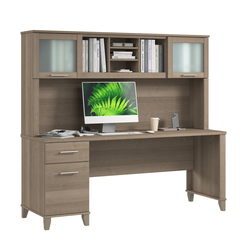 Bush Home Somerset 72W Office Desk with Drawers and Hutch