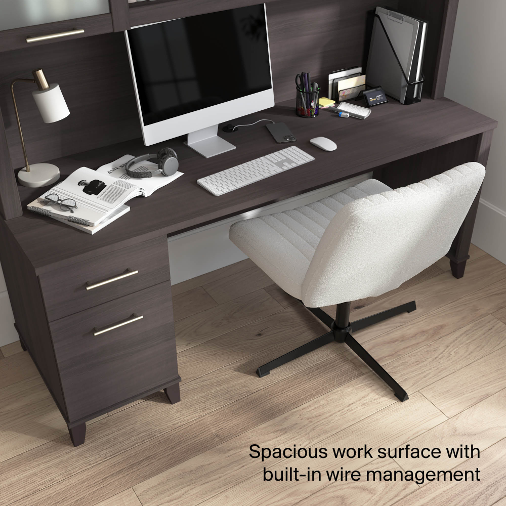 Shop Bush Home Somerset 72W Office Desk with Drawers and Hutch, Image 06, SET018SG, #color_storm gray
