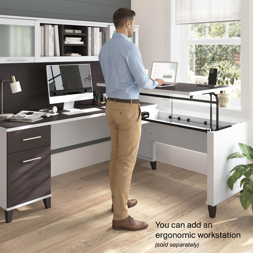 Shop Bush Home Somerset 72W Desk Hutch, Image 03, WC81011, #color_storm gray/white