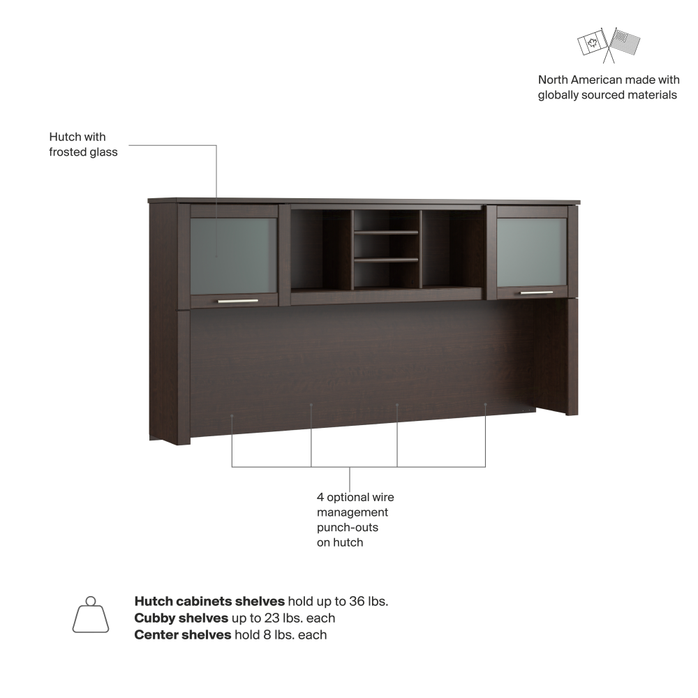 Shop Bush Home Somerset 72W Desk Hutch, Image 07, WC81811, #color_mocha cherry