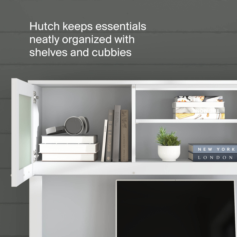 Shop Bush Home Somerset 60W L Shaped Desk with Hutch, Image 04, SET002WH, #color_white