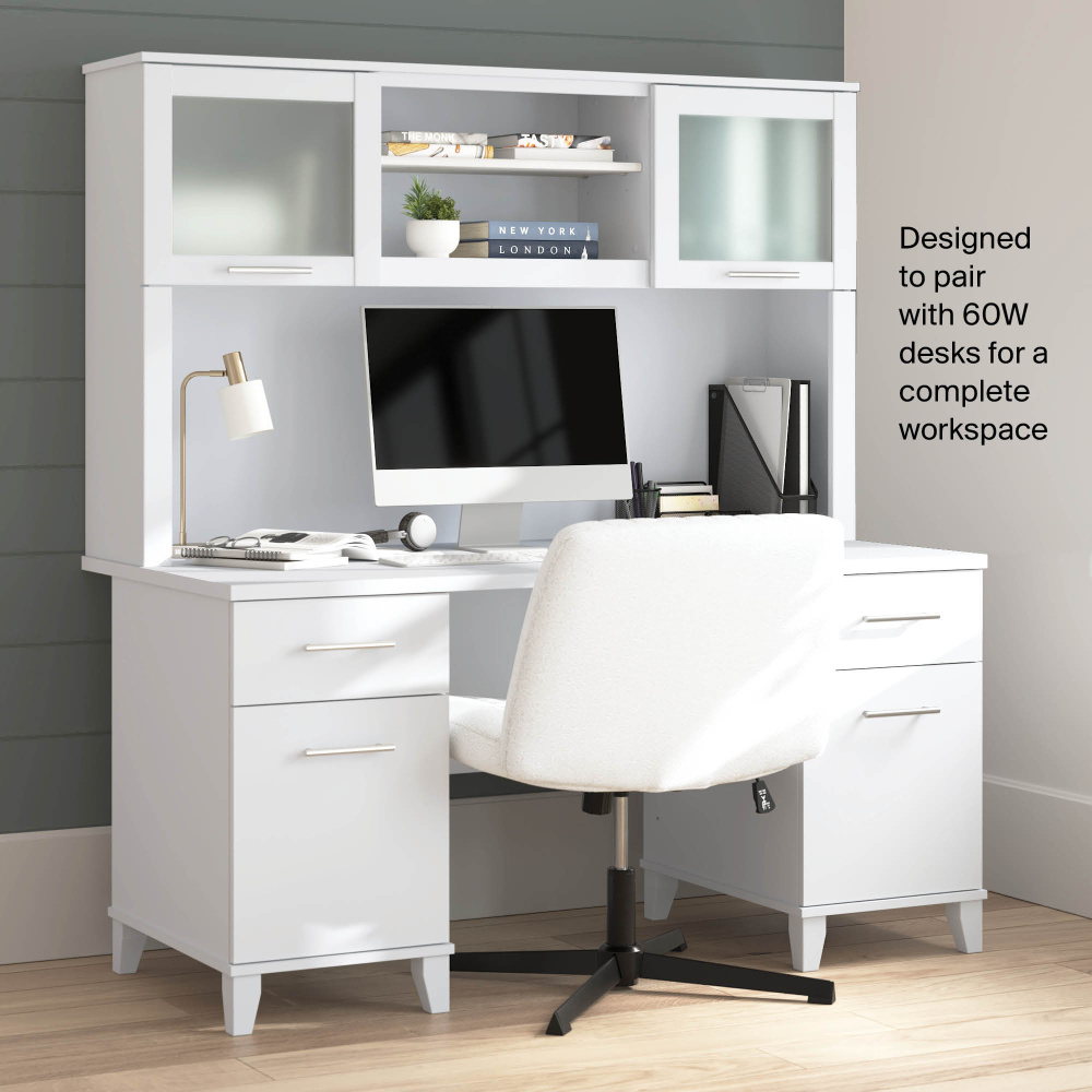 Shop Bush Home Somerset 60W Desk Hutch, Image 05, WC81931, #color_white