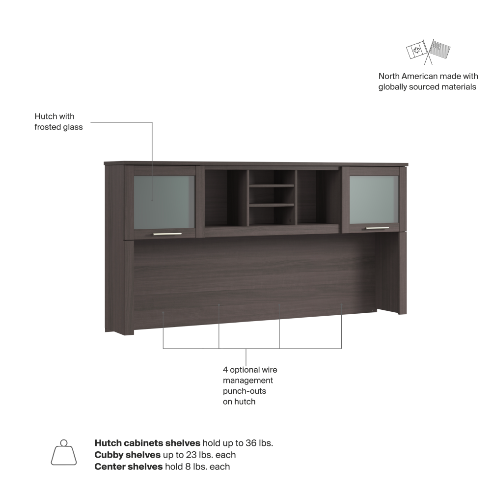 Shop Bush Home Somerset 72W Desk Hutch, Image 07, WC81511, #color_storm gray