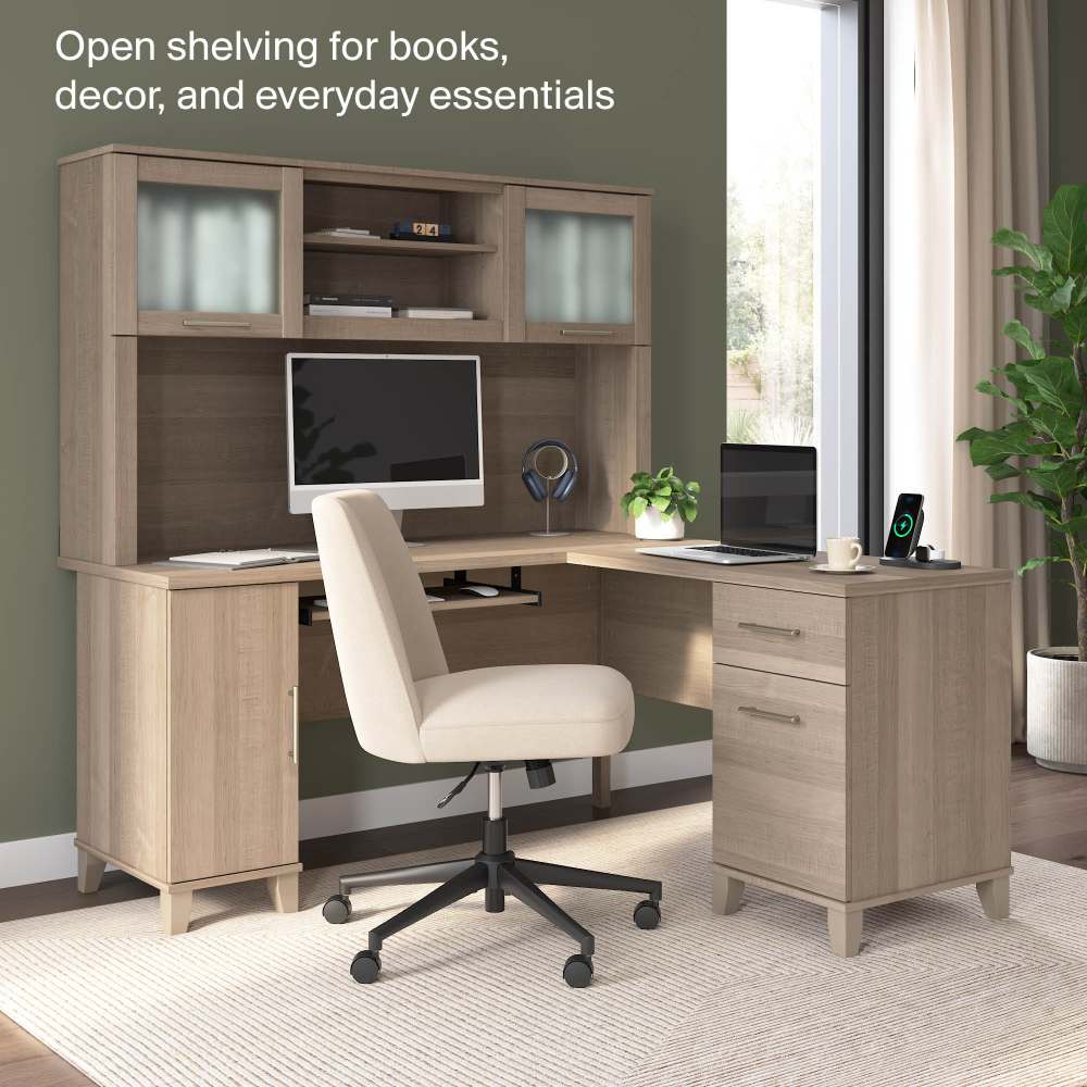 Shop Bush Home Somerset 60W Desk Hutch, Image 03, WC81631, #color_ash gray