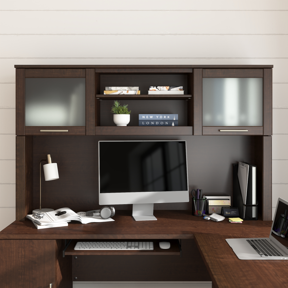 Shop Bush Home Somerset 60W Desk Hutch, Image 01, WC81831, #color_mocha cherry