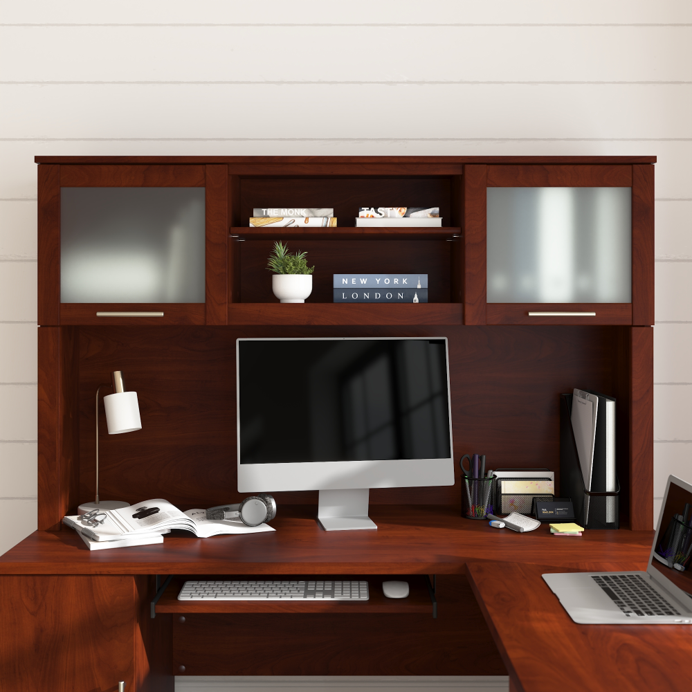 Shop Bush Home Somerset 60W Desk Hutch, Image 01, WC81731, #color_hansen cherry