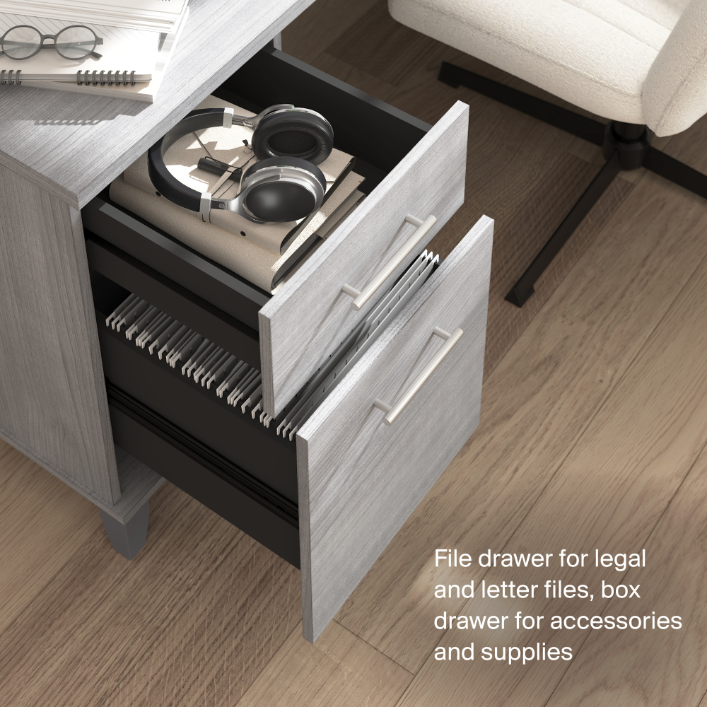 Shop Bush Home Somerset 72W Office Desk with Drawers and Hutch, Image 05, SET018PG, #color_platinum gray