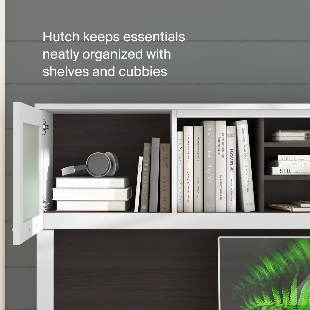 Shop Bush Home Somerset 72W Office Desk with Drawers and Hutch, Image 04, SET018SGWH, #color_storm gray/white