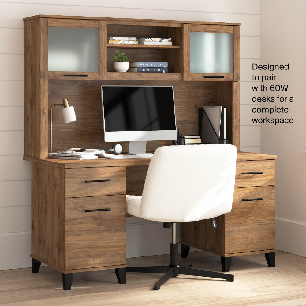 Shop Bush Home Somerset 60W Desk Hutch, Image 05, WC81331, #color_fresh walnut