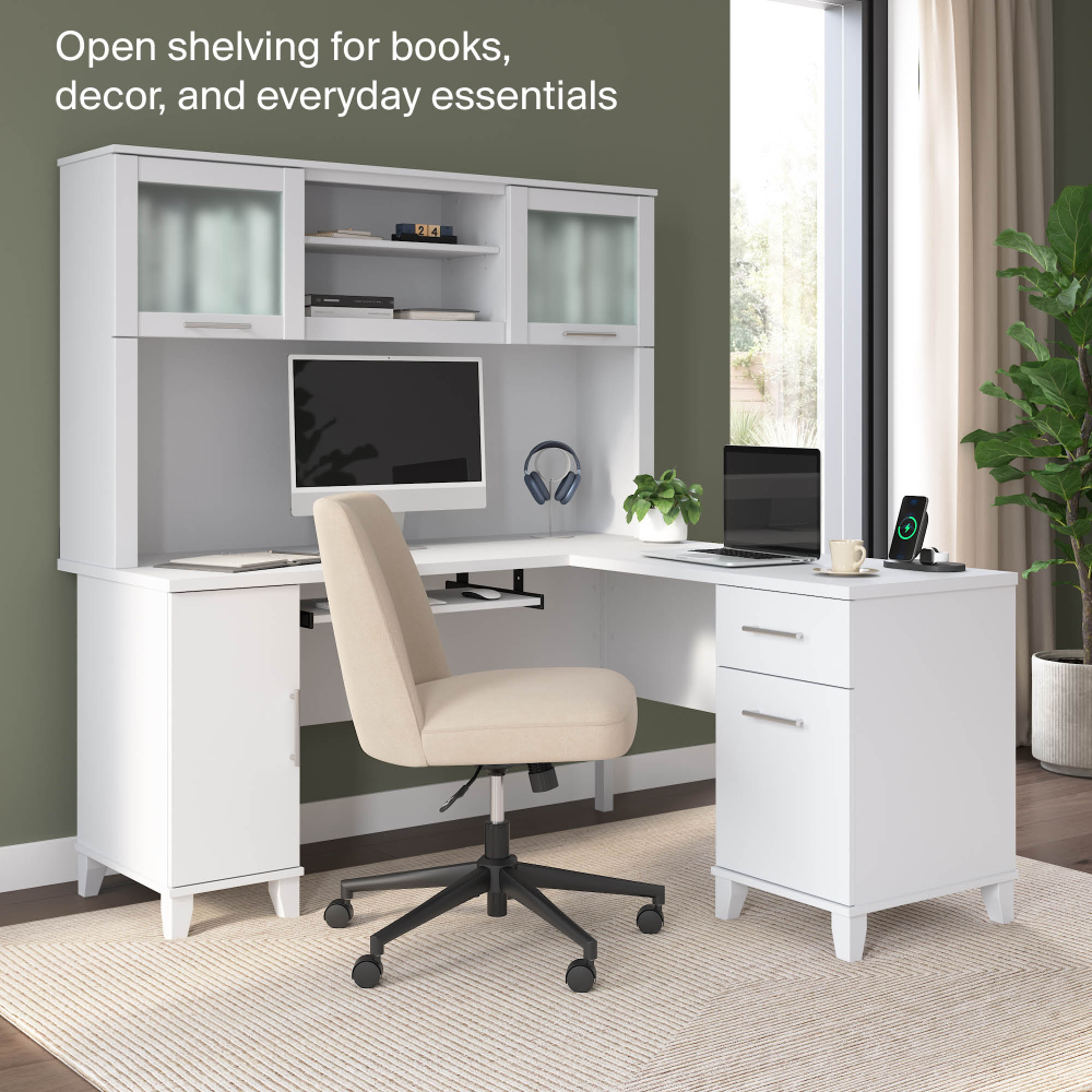 Shop Bush Home Somerset 60W Desk Hutch, Image 03, WC81931, #color_white