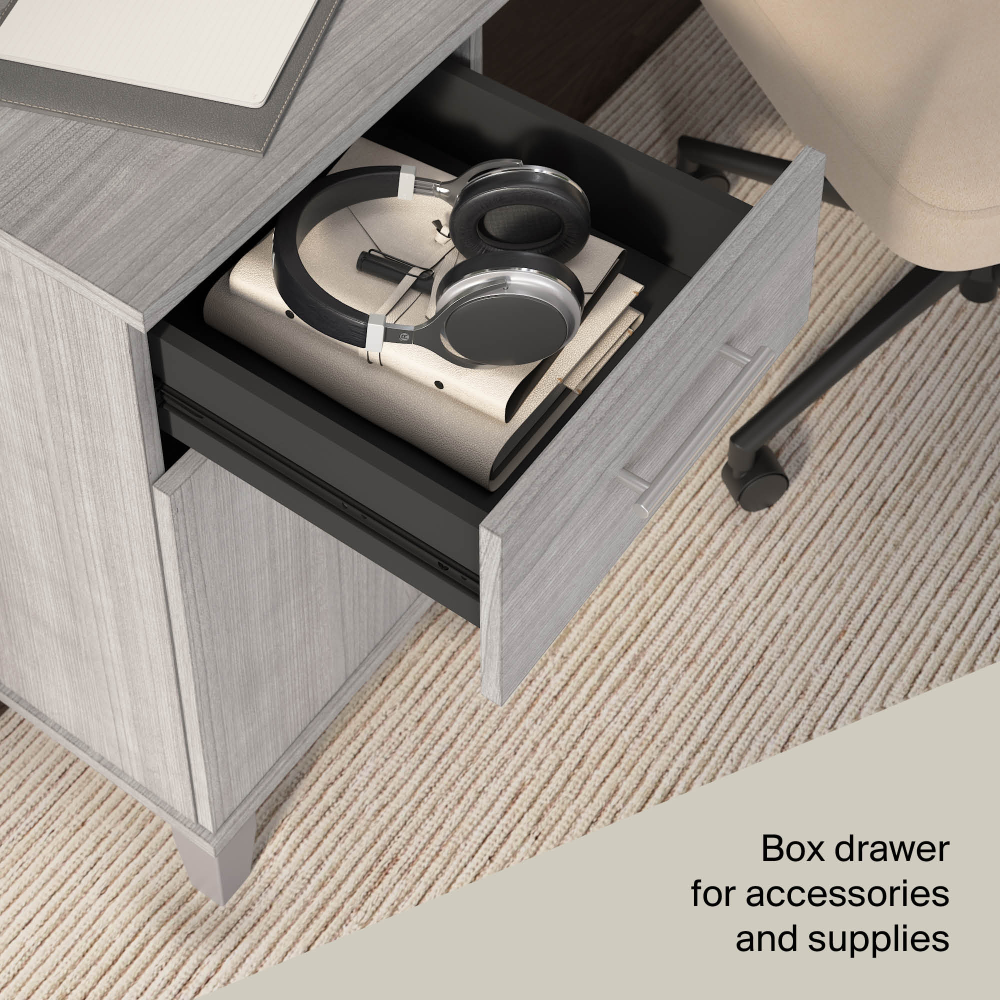 Shop Bush Home Somerset 54W Office Desk with Drawer and Storage Cabinet, Image 05, WC81254, #color_platinum gray