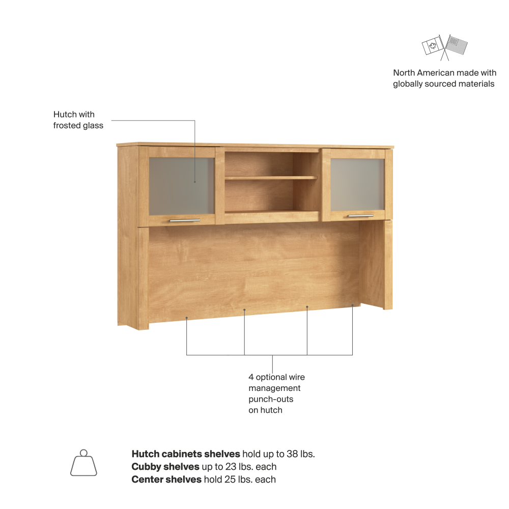 Shop Bush Home Somerset 60W Desk Hutch, Image 07, WC81431, #color_maple cross