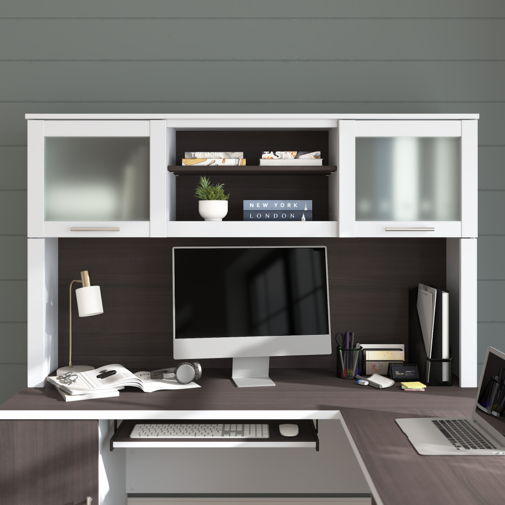 Shop Bush Home Somerset 60W Desk Hutch, Image 01, WC81031, #color_storm gray/white