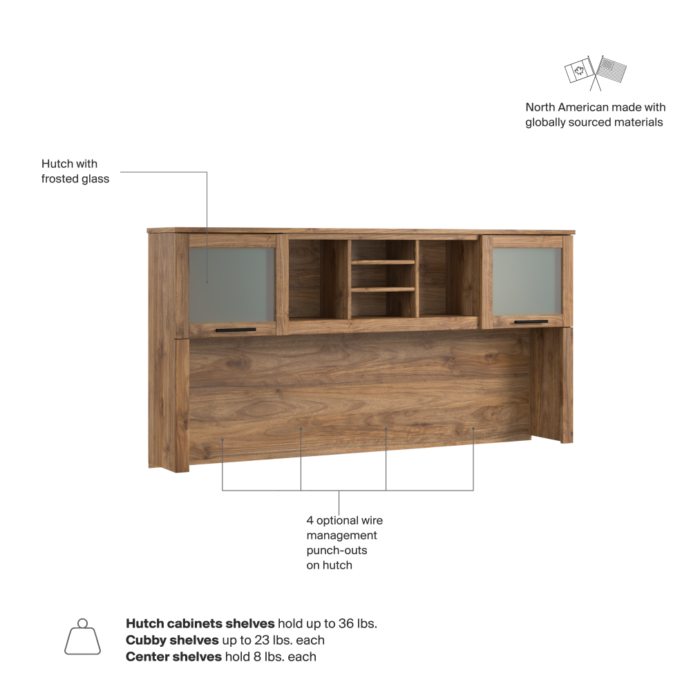 Shop Bush Home Somerset 72W Desk Hutch, Image 07, WC81311, #color_fresh walnut