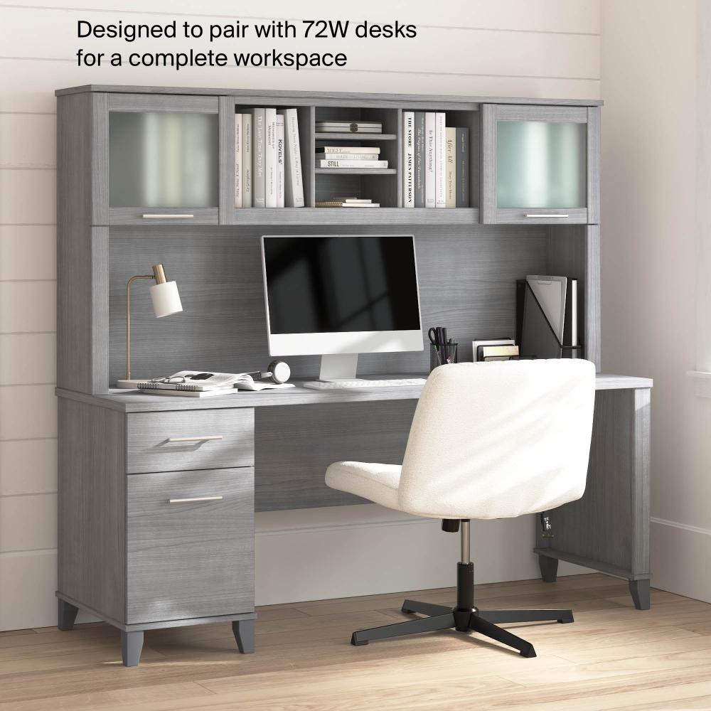 Shop Bush Home Somerset 72W Desk Hutch, Image 05, WC81211, #color_platinum gray