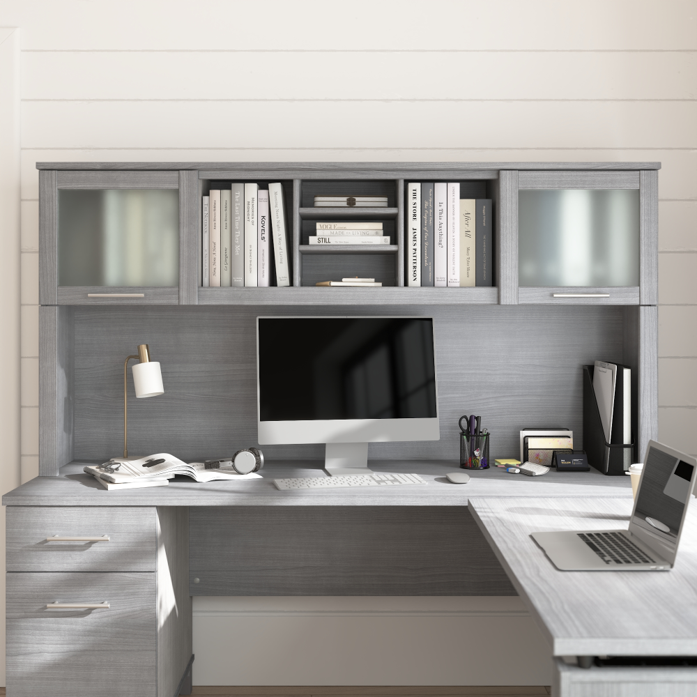 Shop Bush Home Somerset 72W Desk Hutch, Image 01, WC81211, #color_platinum gray