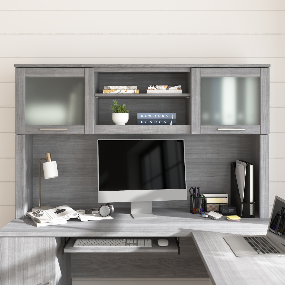 Shop Bush Home Somerset 60W Desk Hutch, Image 01, WC81231, #color_platinum gray