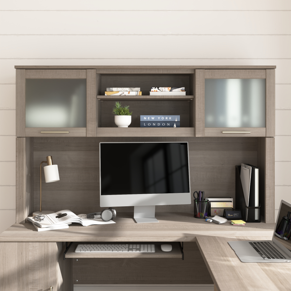 Shop Bush Home Somerset 60W Desk Hutch, Image 01, WC81631, #color_ash gray