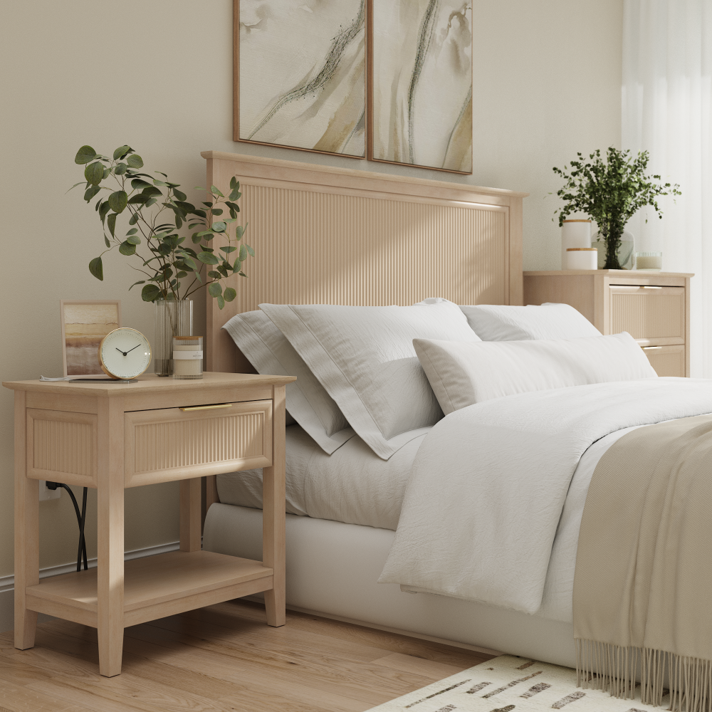 Shop Bush Home Camille Fluted 3 Drawer Dresser, Image 03, CMS130NB-03, #color_natural birch