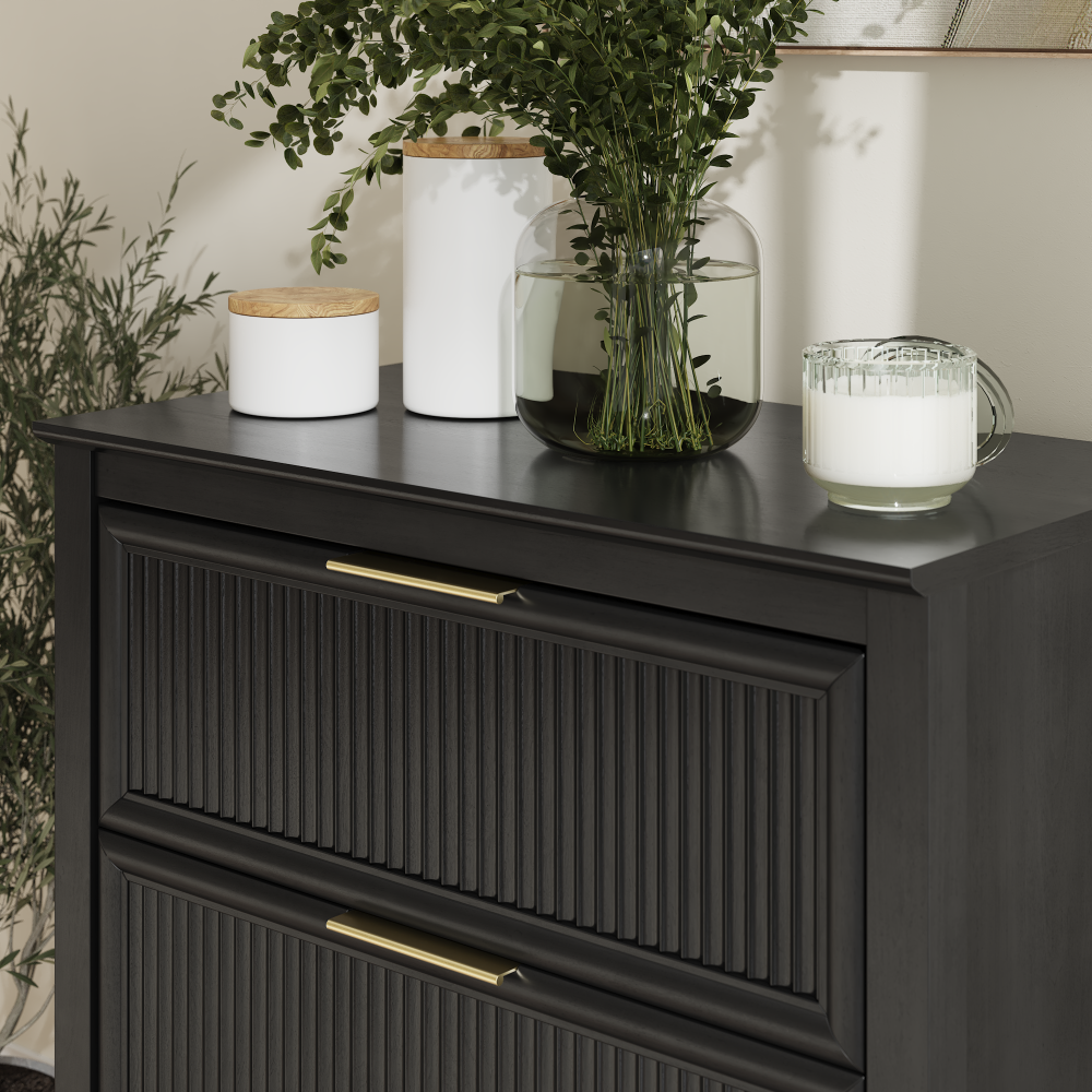 Shop Bush Home Camille Fluted 3 Drawer Dresser, Image 05, CMS130OB-03, #color_onyx birch