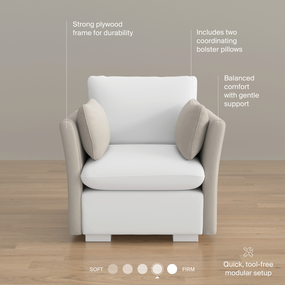 Shop Bush Home Sienna Modular Arm Set with Pillows, Image 08, SIG01UMTW-03, #color_mist taupe