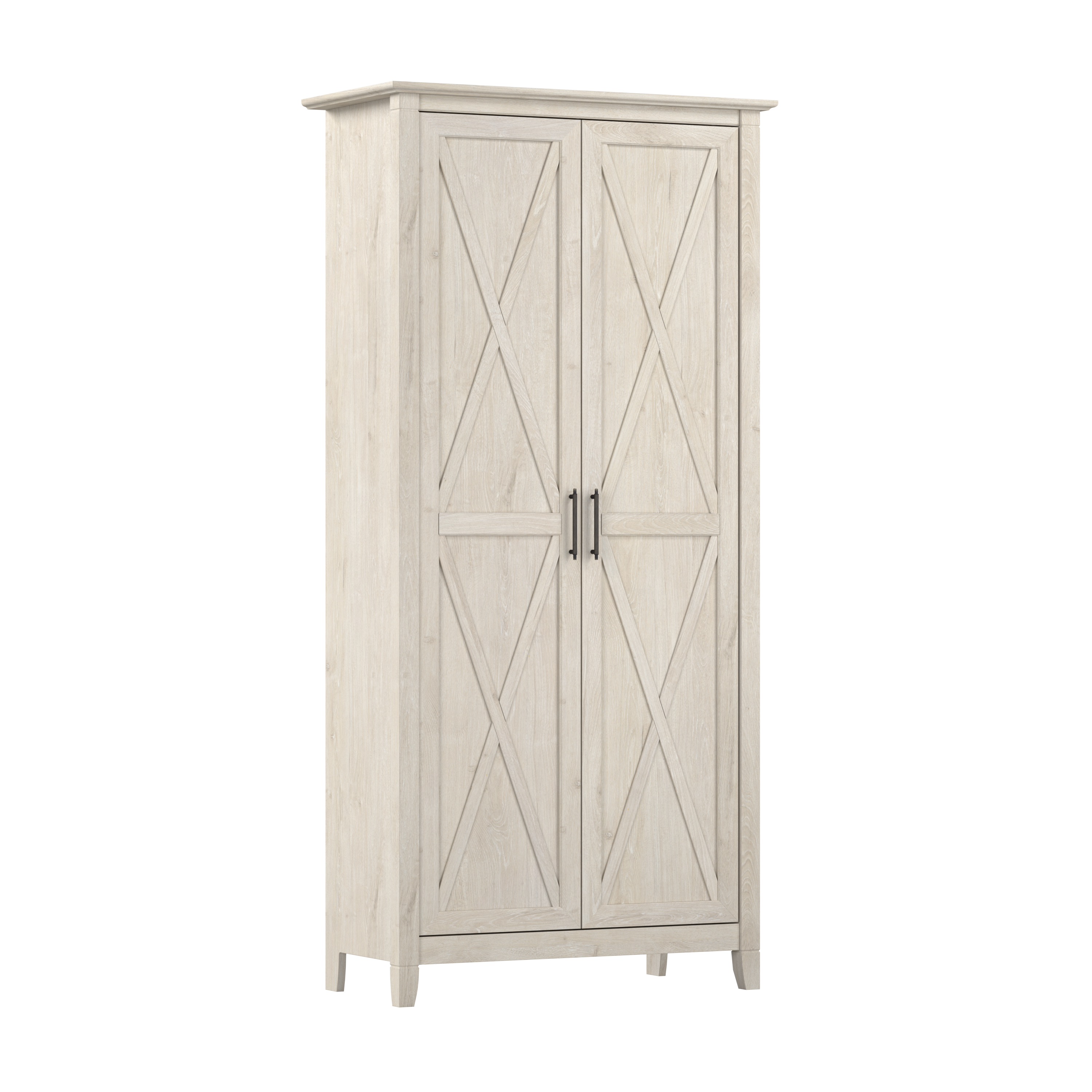 Shop Bush Furniture Key West Tall Bathroom Cabinet with Doors and Shelves 02 KWS266LW-Z1 #color_linen white oak/pure white