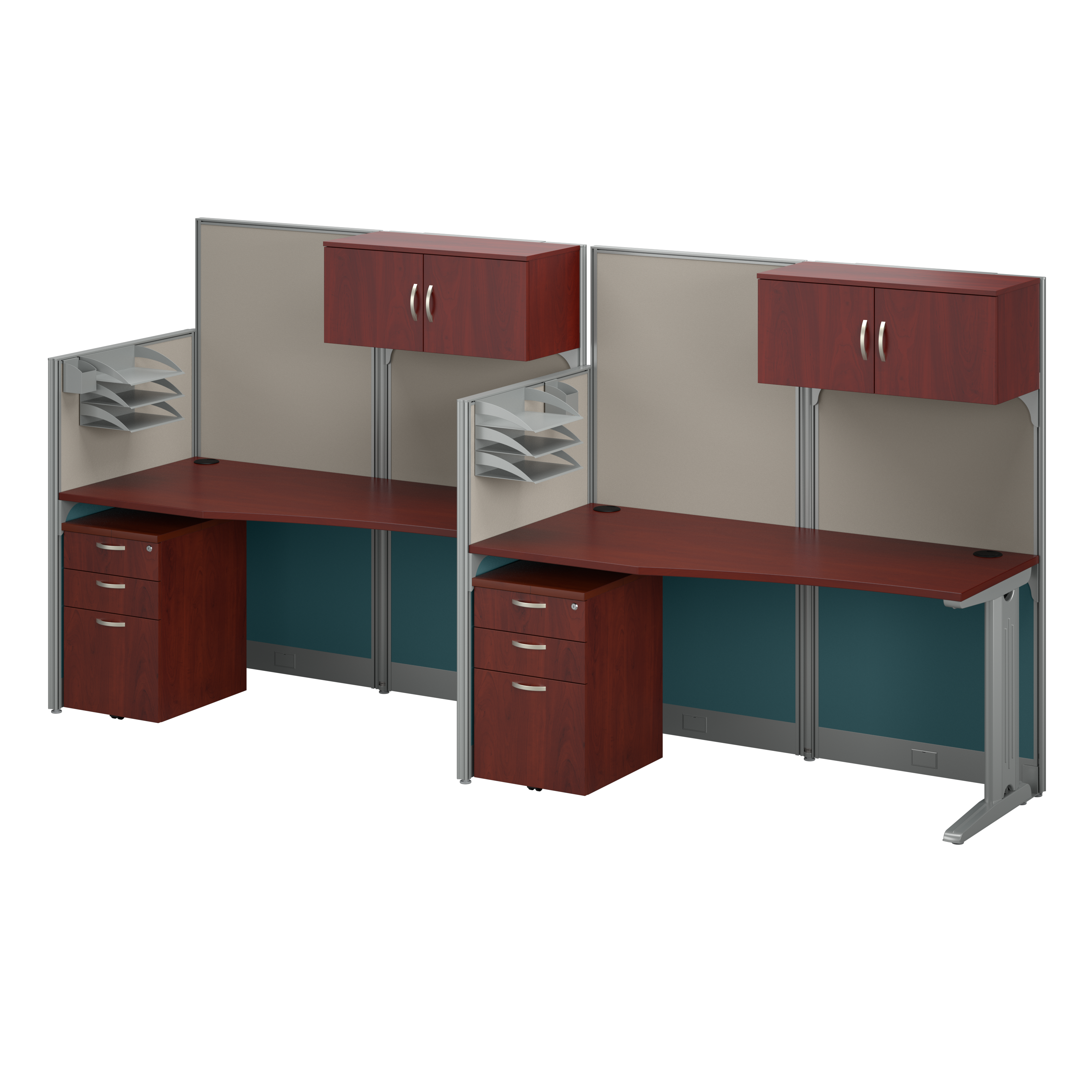 Shop Bush Business Furniture Office in an Hour 2 Person Straight Cubicle Desks with Storage, Drawers, and Organizers 02 OIAH005HC #color_hansen cherry