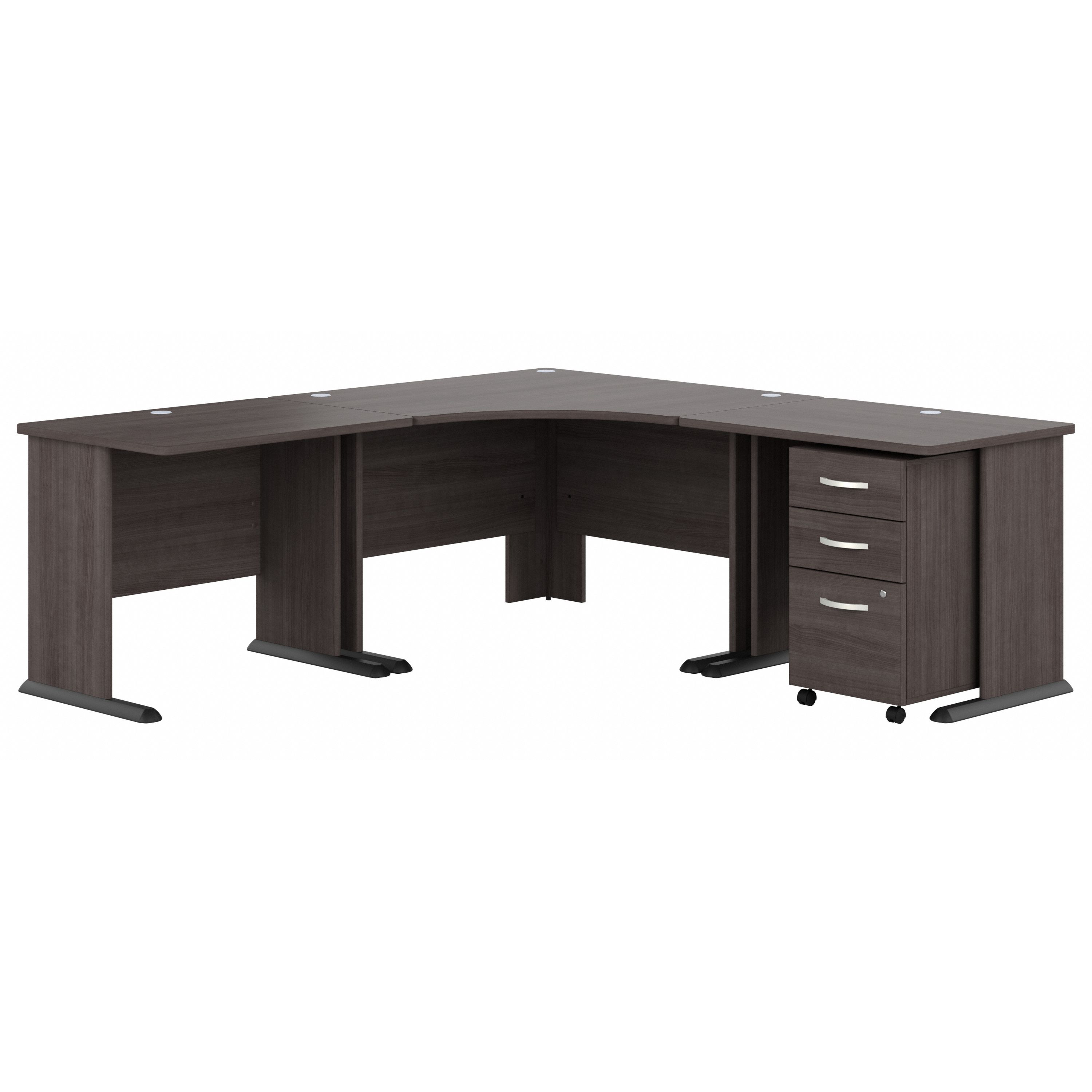 Shop Bush Business Furniture Studio A 83W Large Corner Desk with 3 Drawer Mobile File Cabinet 02 STA003SGSU #color_storm gray
