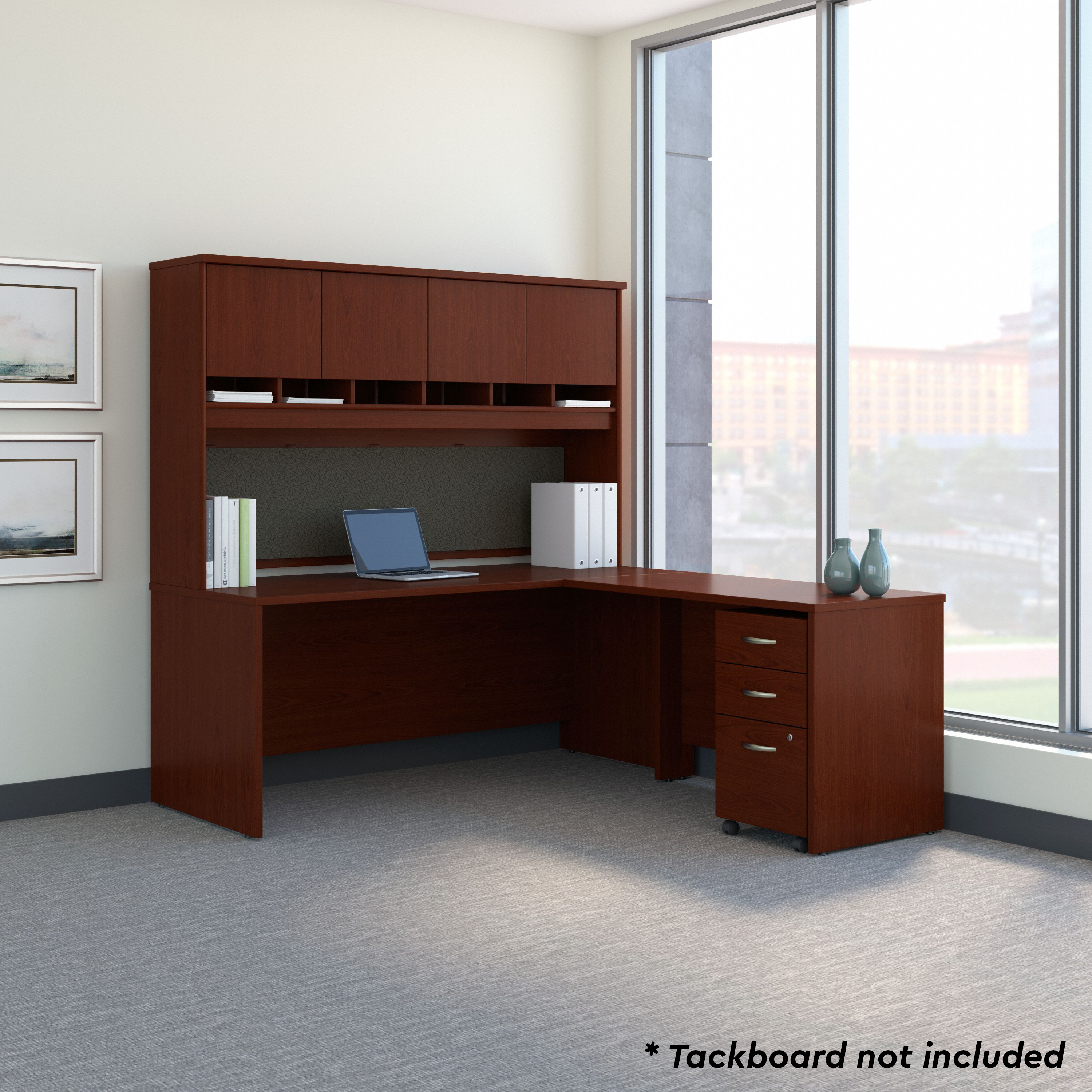 Shop Bush Business Furniture Series C 72W L Shaped Desk with Hutch and Mobile File Cabinet 01 SRC0018MASU #color_mahogany