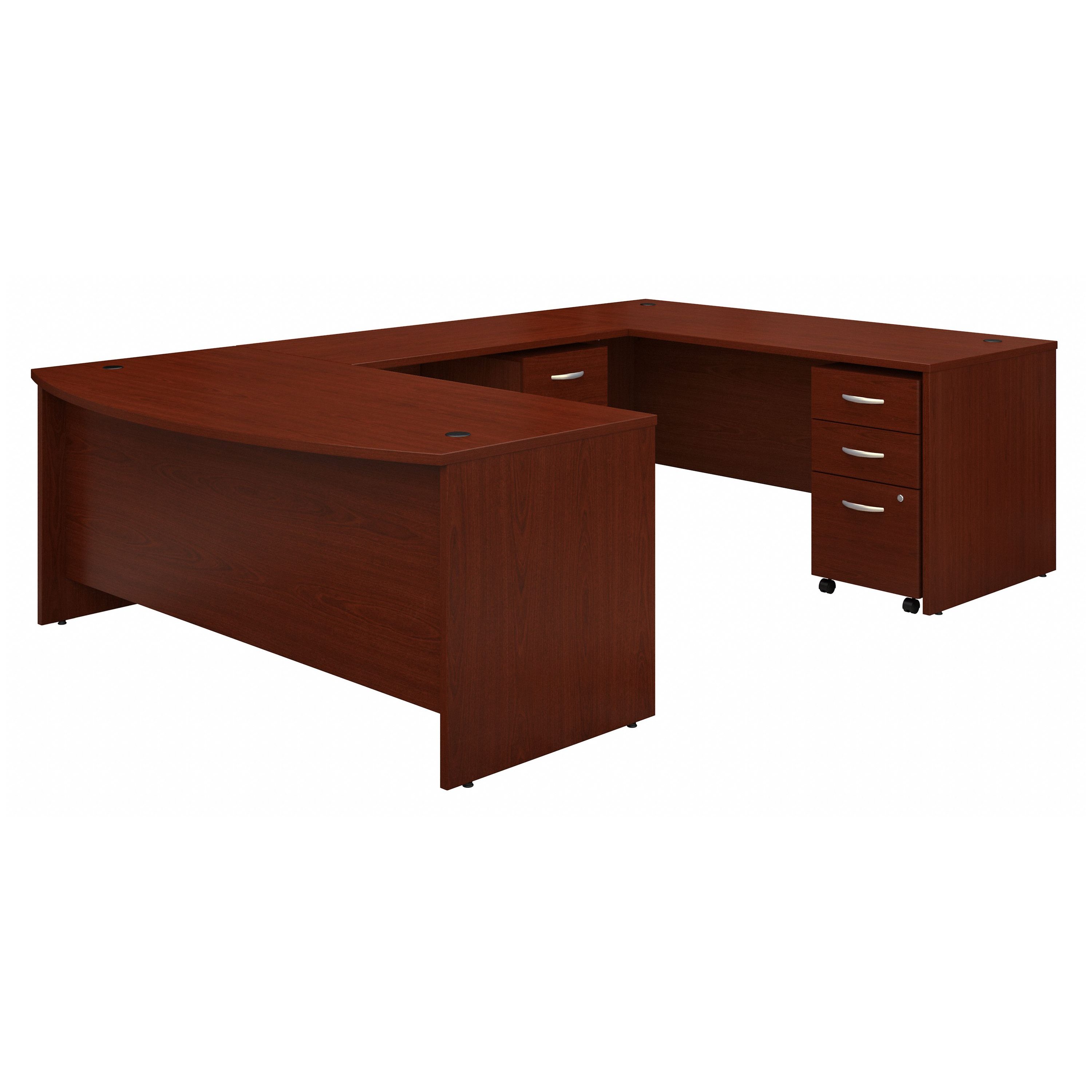 Shop Bush Business Furniture Series C 72W x 36D Bow Front U Shaped Desk with Mobile File Cabinets 02 SRC043MASU #color_mahogany