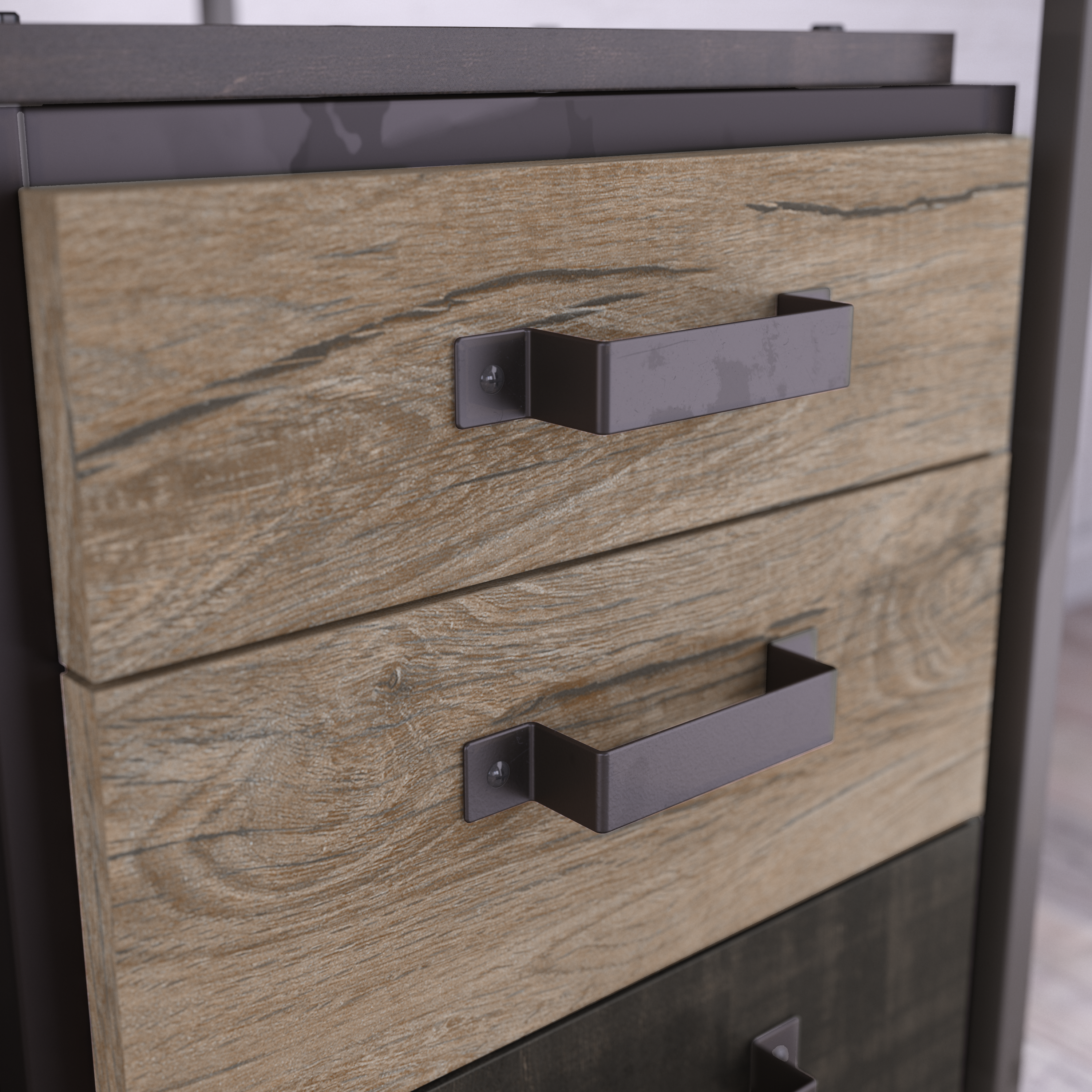 Shop Bush Furniture Refinery 3 Drawer Mobile File Cabinet 05 RFF116RG-03 #color_rustic gray/charred wood