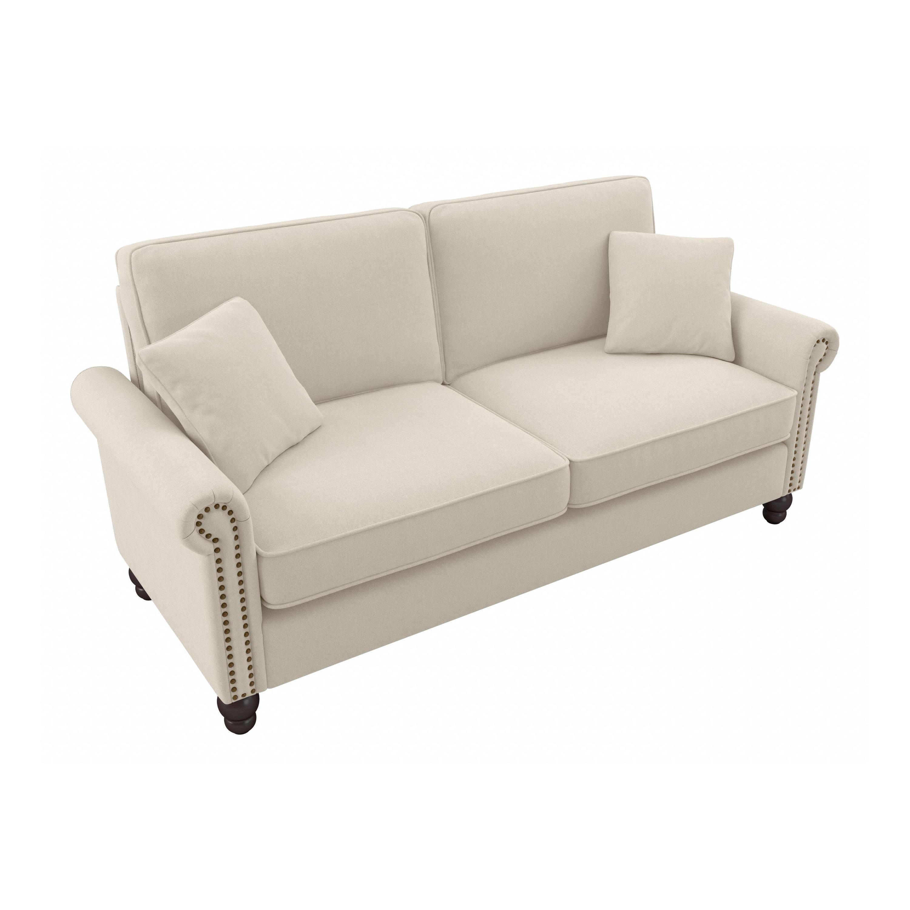 Shop Bush Furniture Coventry 73W Sofa 02 CVJ73BCRH-03K #color_cream herringbone fabric