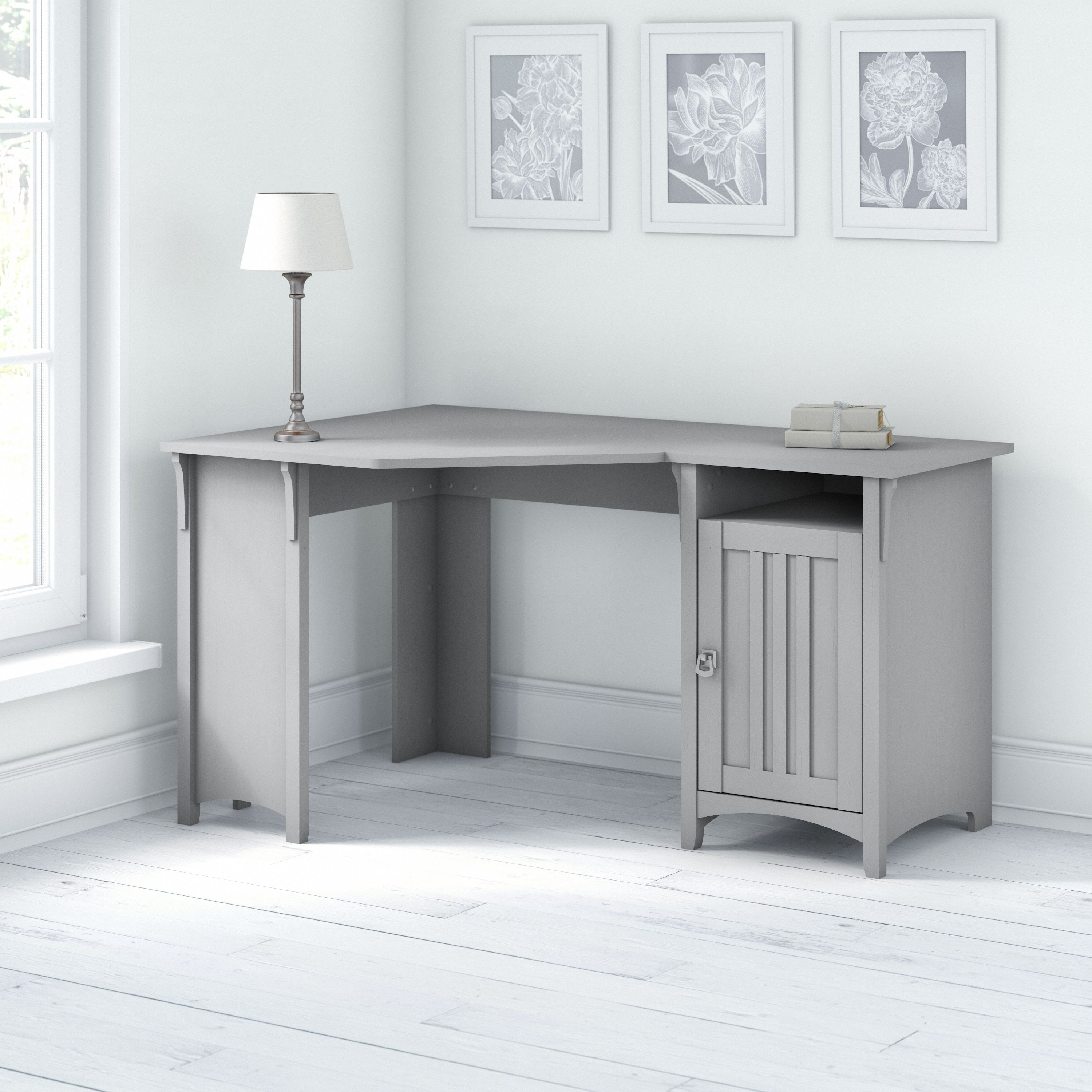 Shop Bush Furniture Salinas 55W Corner Desk with Storage 01 SAD155CG-03 #color_cape cod gray
